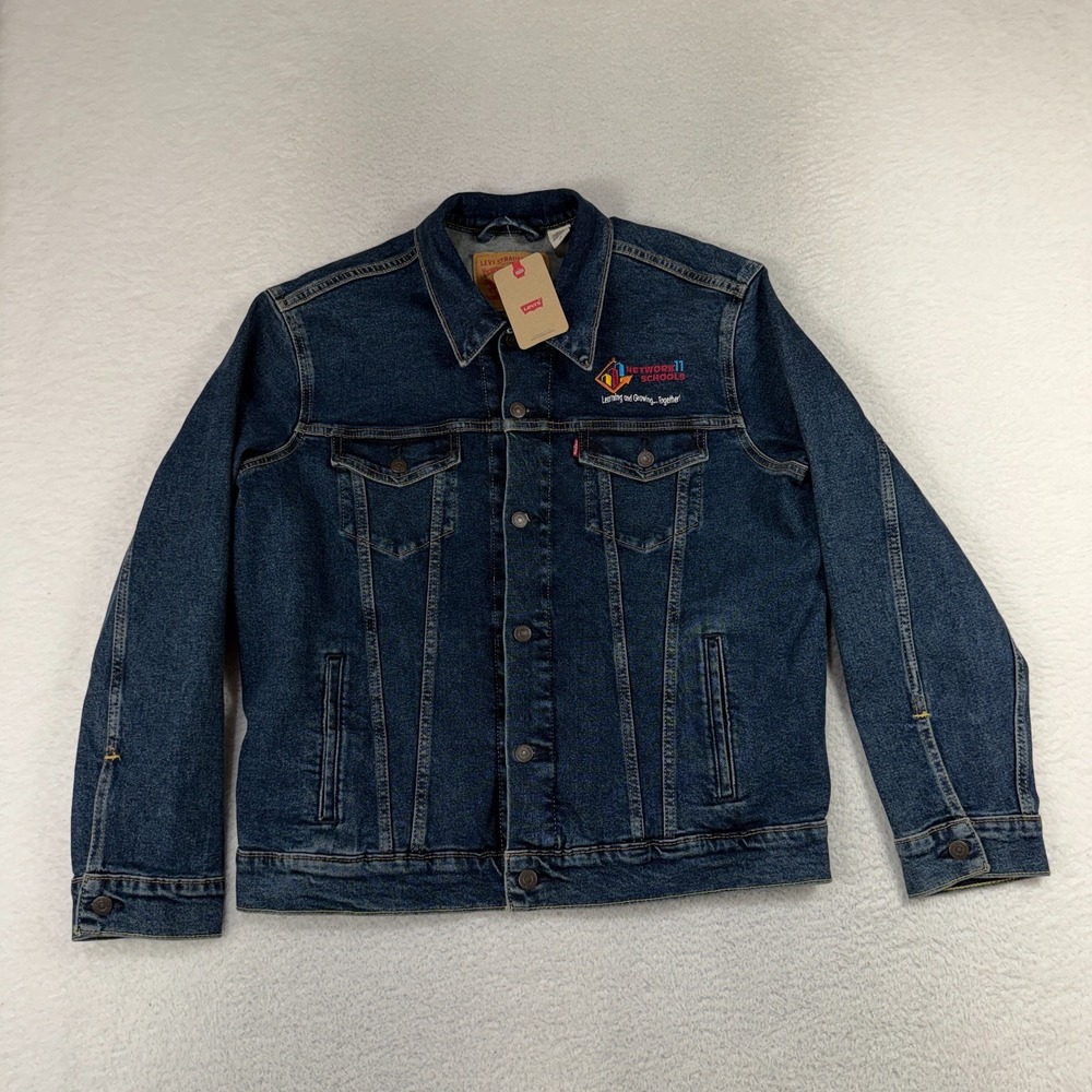Levi's Trucker Denim Jacket Men's Large Button NWT Network Schools Embroidered